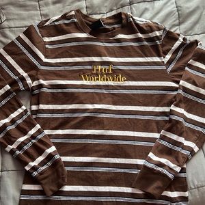 long sleeve brown striped huf shirt